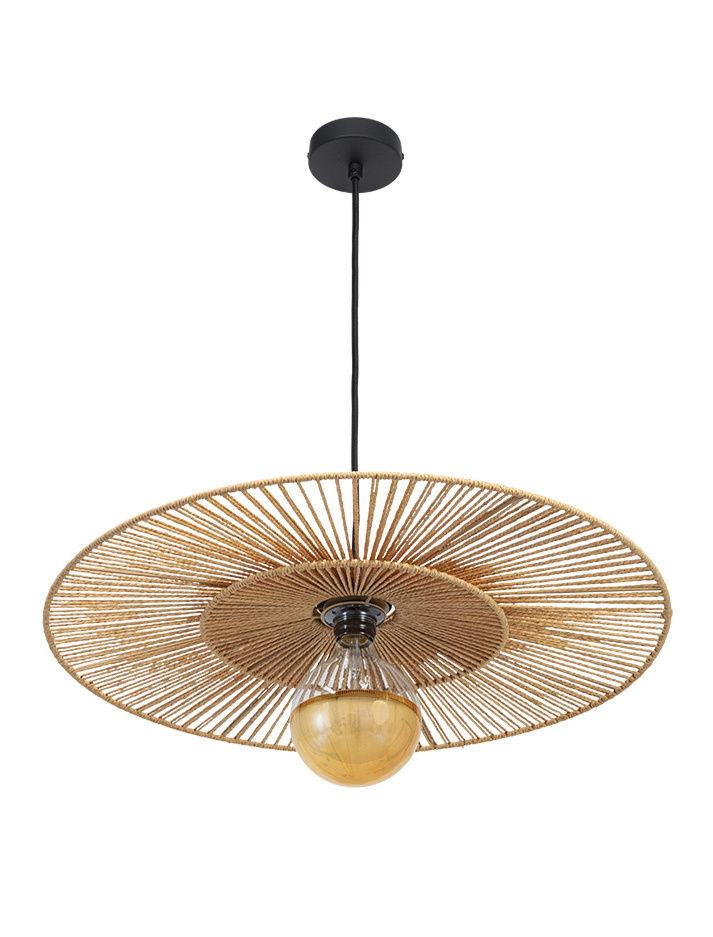 CAPPELLO HANGING LAMP E27 d:60cm black with natural shade - Hanglampen