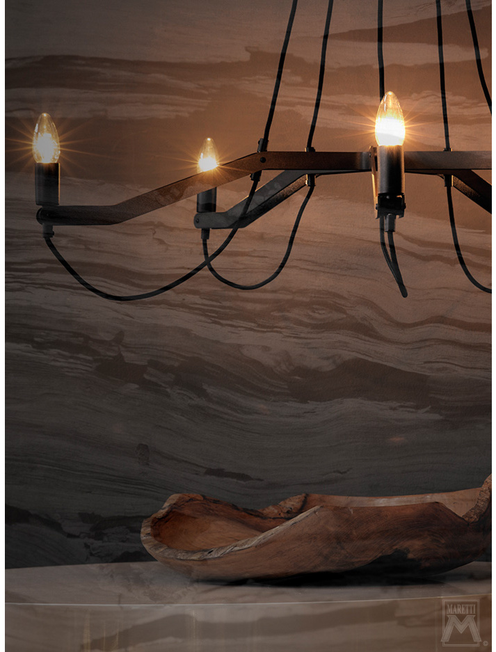 Hala Amoure hanging lamp 8-L E14 black+black fabric cord designed by Peter Kos - Hanglampen