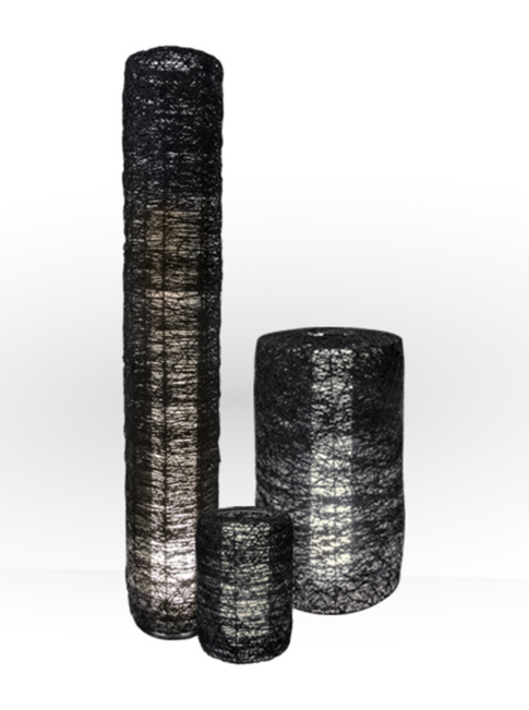Paper string floor/table lamp small black h:34cm