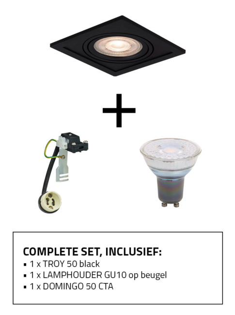 TROY 50 black recessed spotlight set, including light source