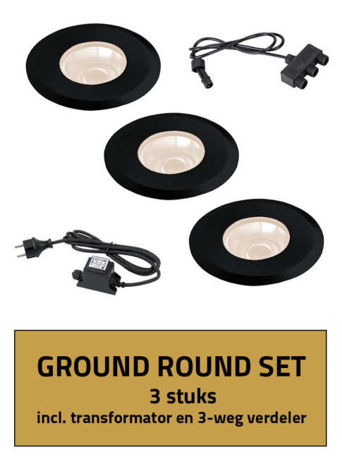 Ground round 18 ground spot set 3 pieces including transformer and 3-fold distribution block