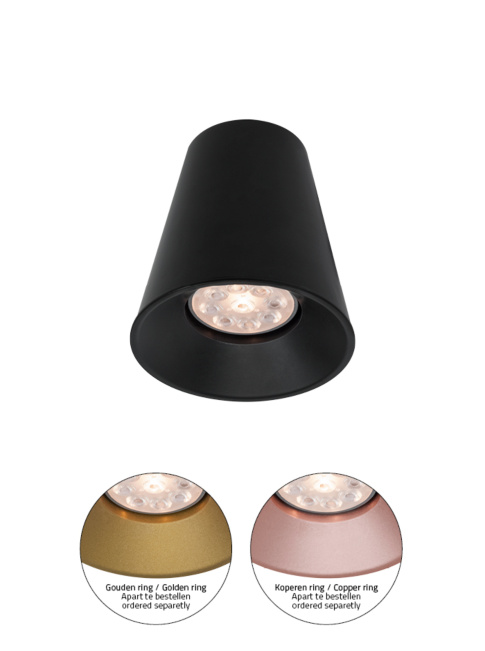 Cone 50 Small black surface-mounted luminaire designed by Osiris Hertman