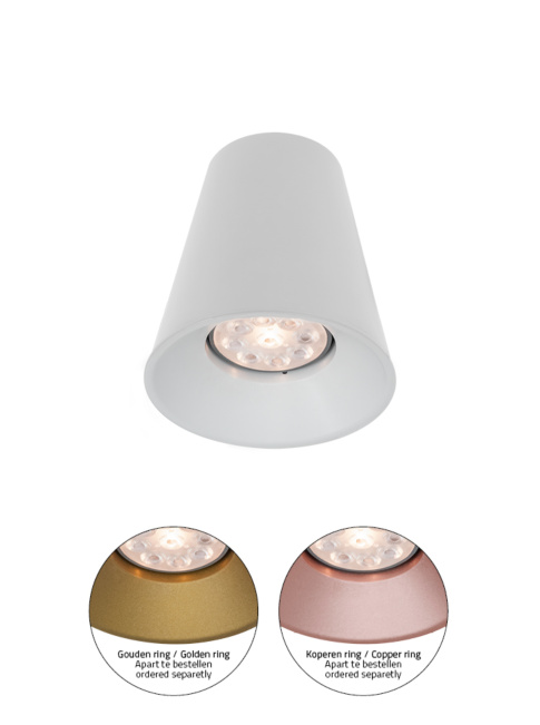 Cone 50 Small white surface-mounted luminaire designed by Osiris Hertman