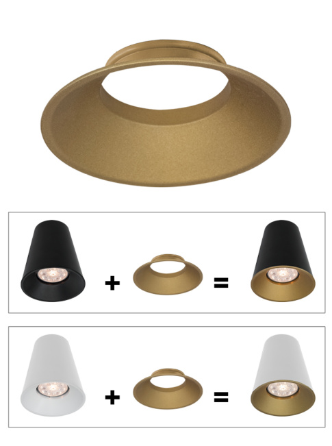 Ring for cone 50 small GU10 gold designed by Osiris Hertman