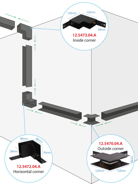 FORZATRACK bend outside black - Railverlichting