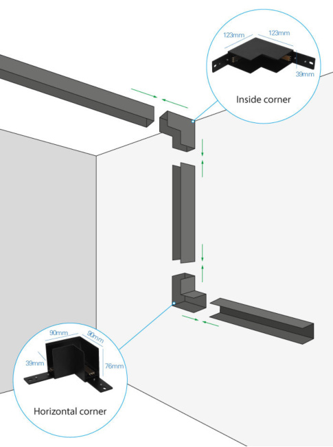 FORZATRACK bend inside black - Railverlichting
