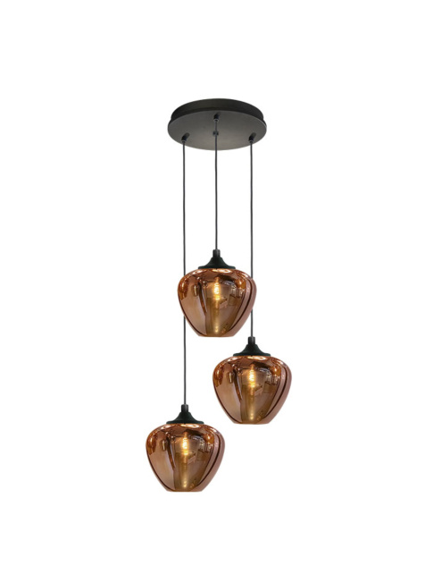 TULIP hanging lamp round 3-light E27 copper
