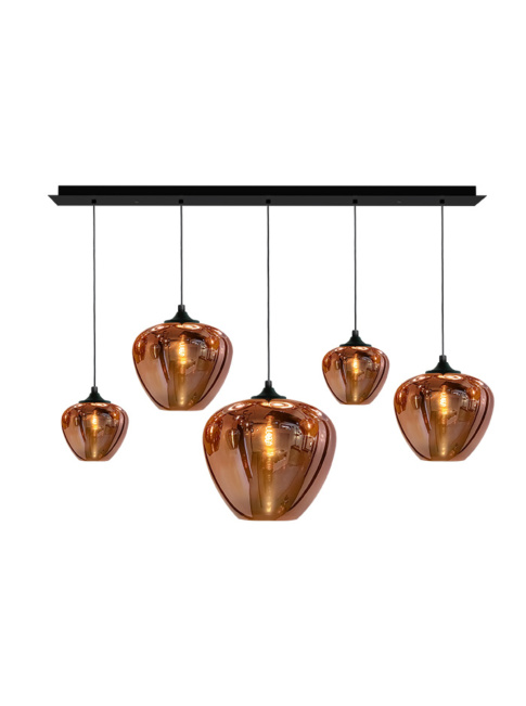 TULIP hanging lamp rectangle 5-light E27 copper