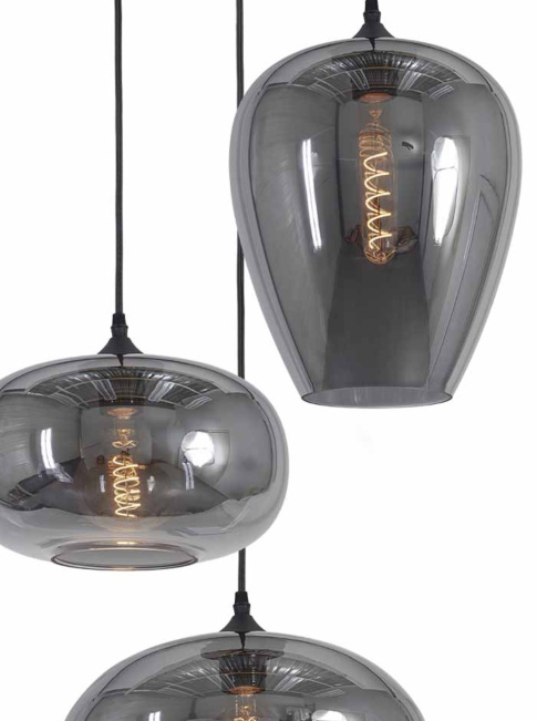 Moreno hanglamp 3-lichts E27 smoke met spreader