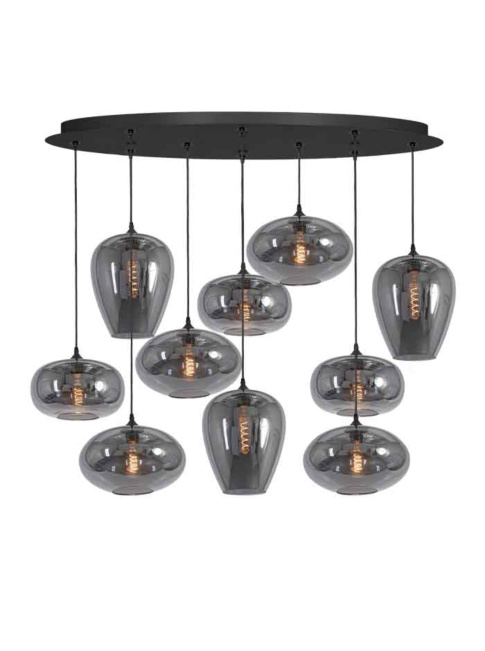 Moreno hanglamp ovaal 10-lichts E27 smoke