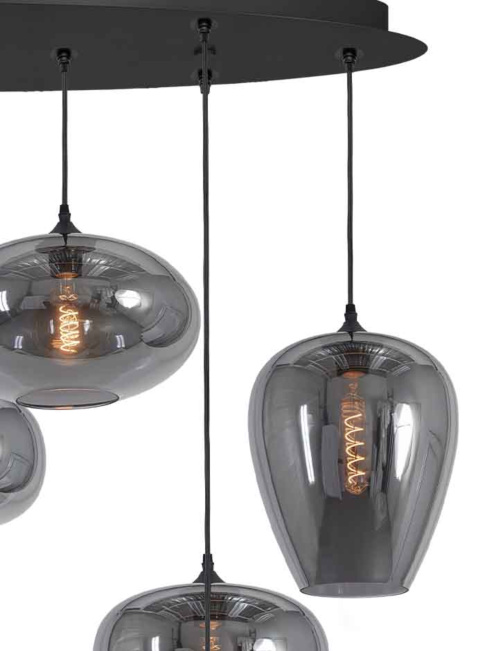 Moreno hanglamp ovaal 10-lichts E27 smoke