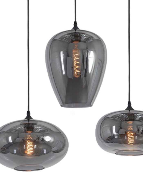 Moreno hanglamp rechthoek 3-lichts E27 smoke