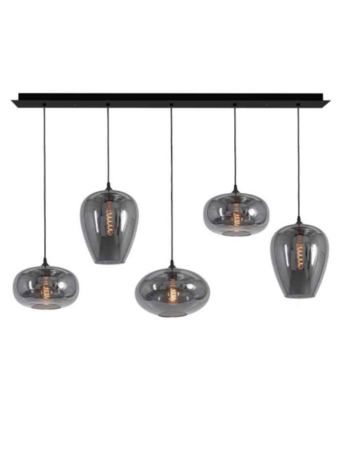 Moreno hanglamp rechthoek 5-lichts E27 smoke