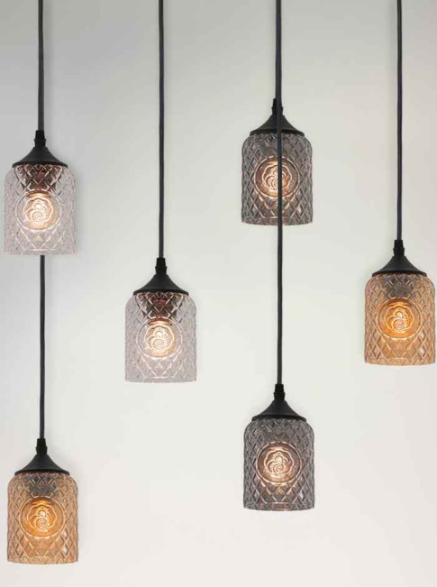 Johnnie oval hanging lamp 10-light mixed