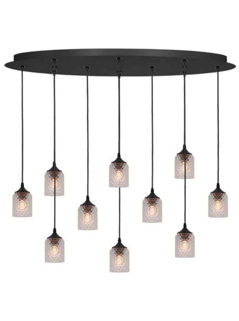 Johnnie oval hanging lamp, 10-light, clear
