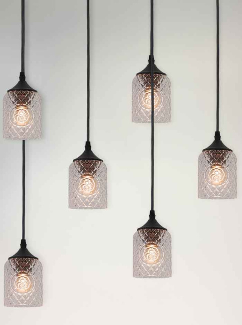 Johnnie oval hanging lamp, 10-light, clear