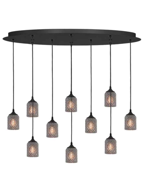 Johnnie oval hanging lamp 10-light smoke