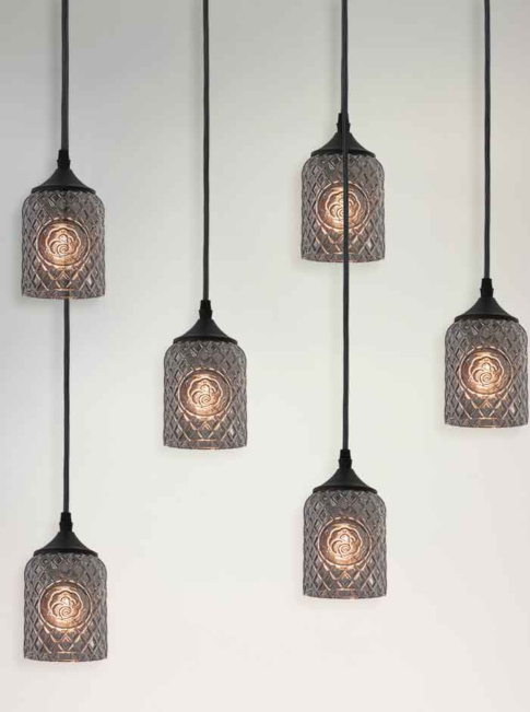 Johnnie oval hanging lamp 10-light smoke