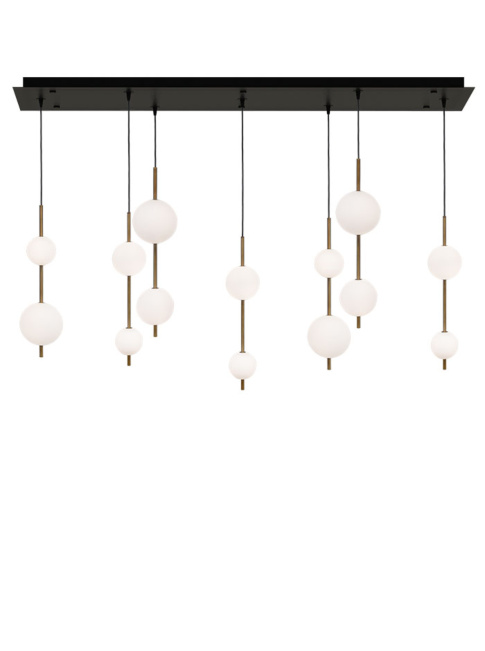 Pearl pendant 7-light 42W bronze designed by Herman Peters