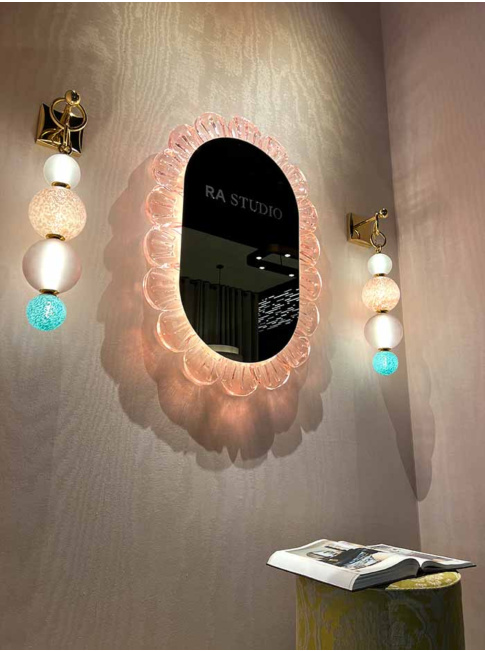 Gems earring wall lamp 4-light G9 lilac+turquoise designed by RA studio