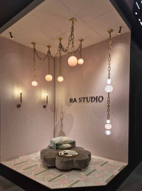 Gems necklace hanging lamp 3-light G9 medium lilac designed by RA studio