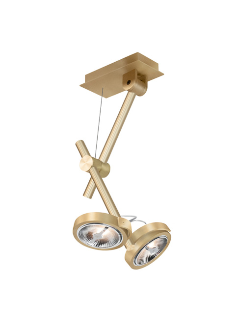 Humble 2-light brass ceiling lamp designed by Robert Kolenik