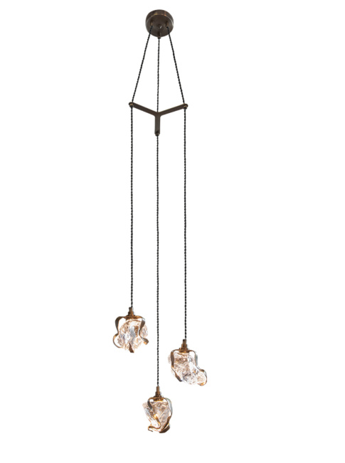 GLASS JEWEL hanglamp met spreader 3-lichts brons