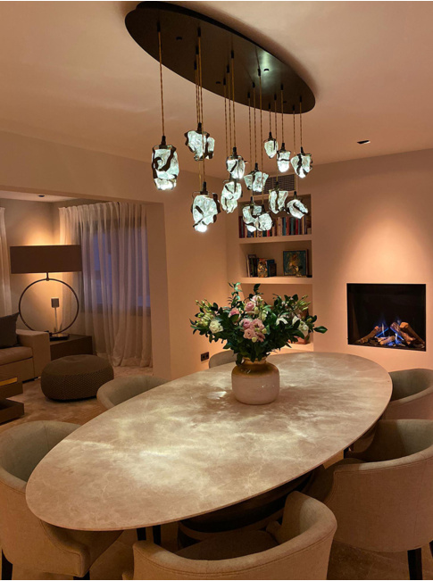 GLASS JEWEL hanglamp vierkant 9-lichts brons - Hanglampen
