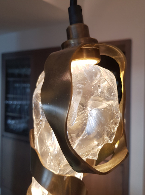 Glass jewel floor lamp 3-light bronze