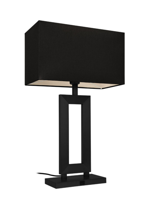 MARRIOT table lamp E27 with USB black with 3-position cord dimmer