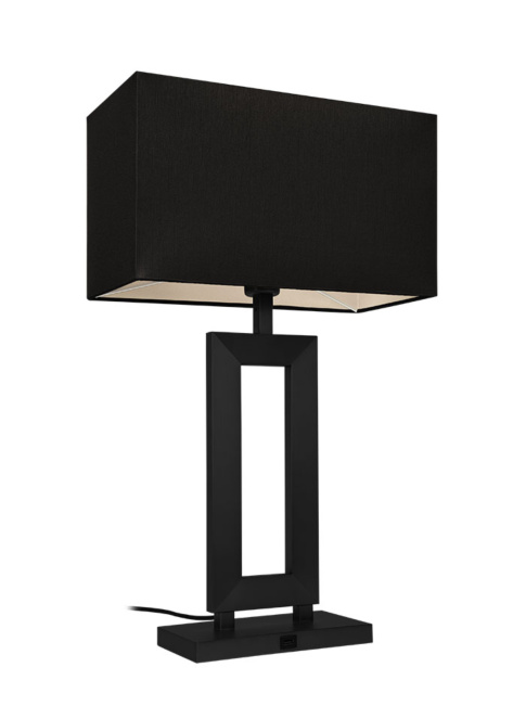 Marriot table lamp E27 with USB black with 3-position cord dimmer