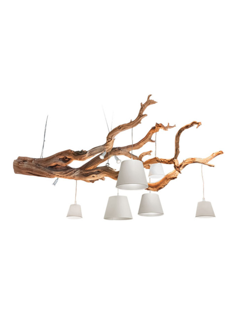 Oak hanging lamp 9-light wood color designed by Eric Kuster