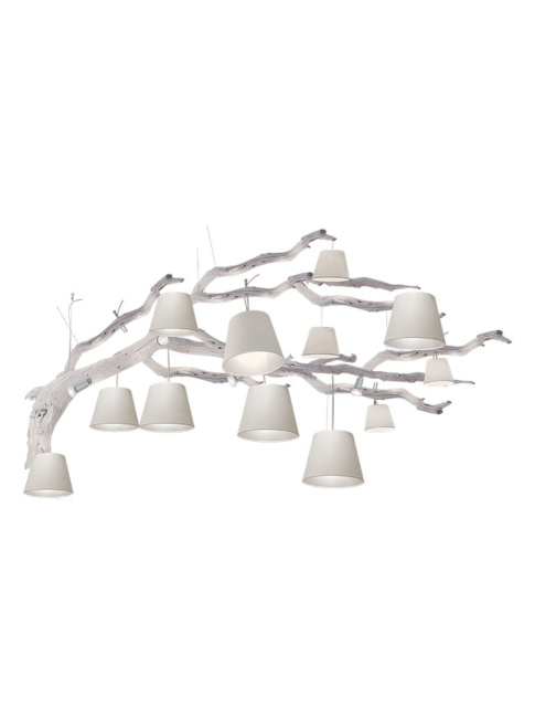 Oak 16-light white hanging lamp designed by Eric Kuster