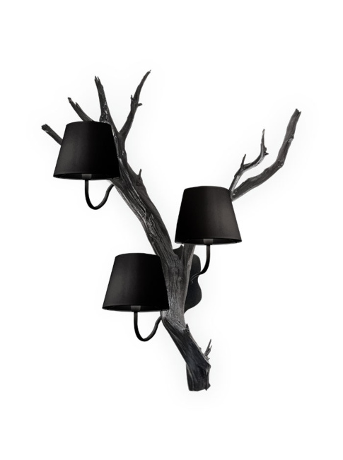 Oak 3-light black wall lamp designed by Eric Kuster