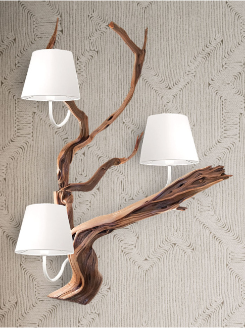 Oak wandlamp 3-lichts houtkleur ontworpen door Eric Kuster - Wandlampen