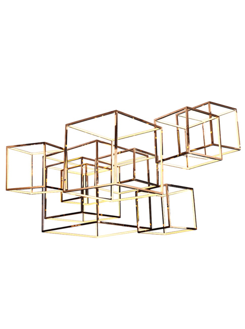 Single cube hanglamp 60x40cm rechthoek koper
