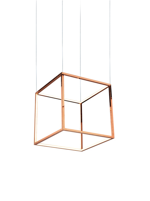 SINGLE CUBE hanglamp 30cm vierkant koper