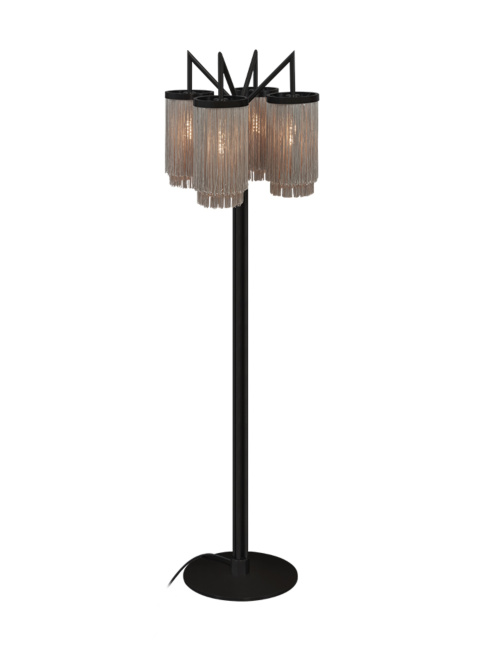 Fringes black floor lamp designed by Patrick Russ