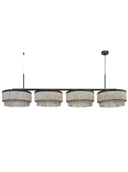 FRINGES 4-light black hanging lamp