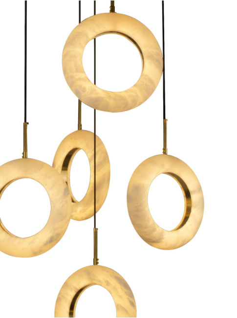 Alabastro hanging lamp 5x 8W 3000K brass d:50cm dimmable