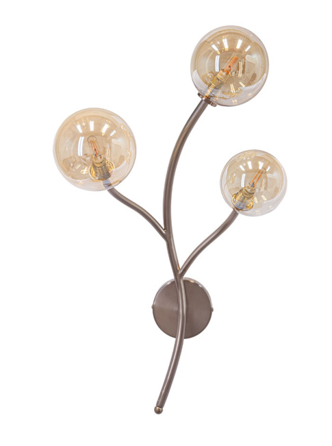 Vernazza wall lamp G9 3-light sanded brass with amber glass
