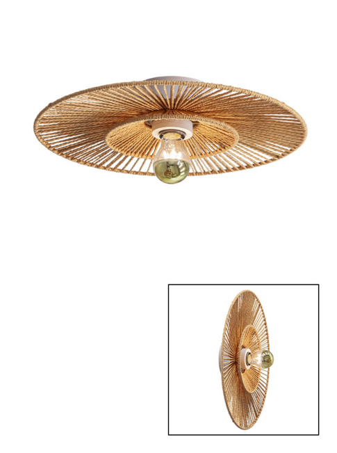 Cappello ceiling/wall lamp d:40cm E27 white with natural shade