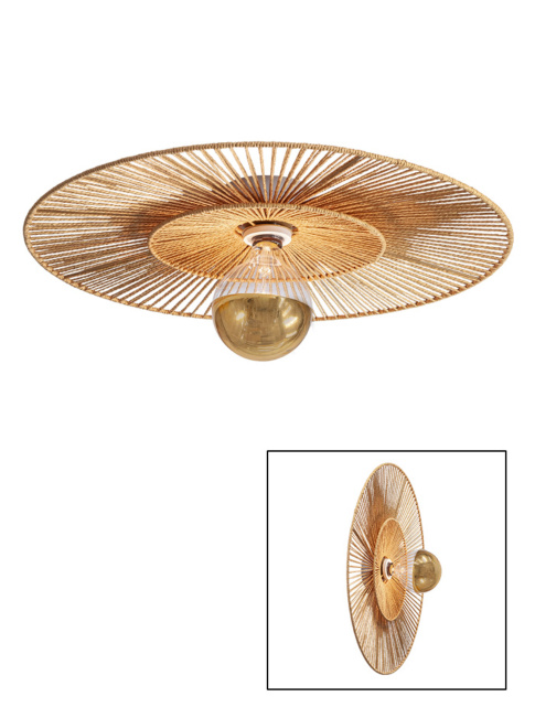 Cappello ceiling/wall lamp d:60cm E27 white with natural shade