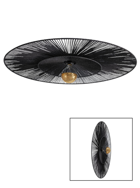 CAPPELLO PLAFOND/WANDLAMP d:100cm E27 zwart met zwarte kap  