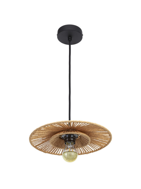 CAPPELLO HANGLAMP E27 d:30cm zwart met naturel kap                            - Hanglampen