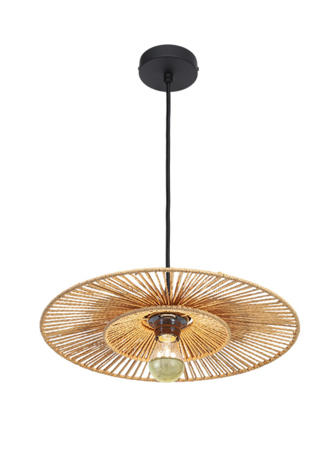 CAPPELLO HANGING LAMP E27 d:40cm black with natural shade - Hanglampen