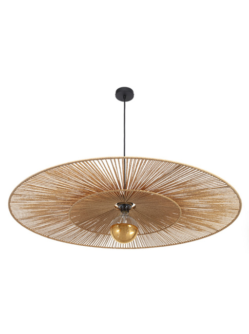 Cappello hanging lamp E27 d:100cm black with natural shade