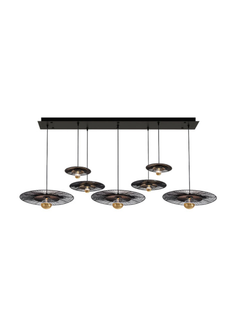 CAPPELLO 7-light black hanging lamp with black shade
