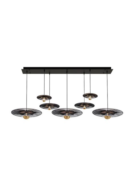 Cappello 7-light black hanging lamp with black shade