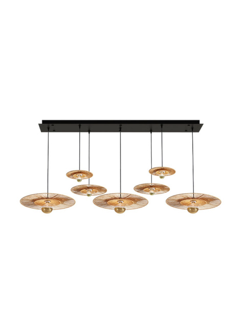 CAPPELLO 7-light black hanging lamp with natural shade